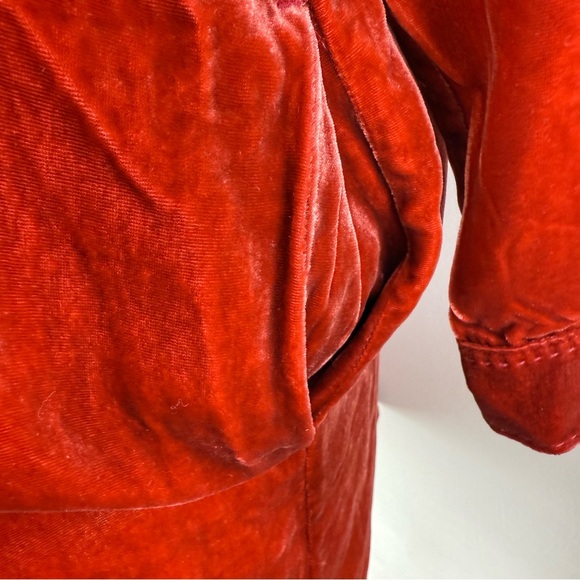 SUNDANCE Rocio Burnt Orange Red Velvet Silk Blend Pearl Snap Front Shirt Dress - Picture 10 of 16